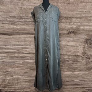 Sneak Peek Charcoal Button-Up Maxi Dress Women’s Large